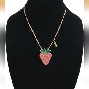 Betsey Johnson Enchanted Strawberry Pendant Necklace